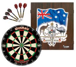 WINMAU PDS Diamond Plus Dartboard + Formula Sports Bar Cabinet + Darts Set