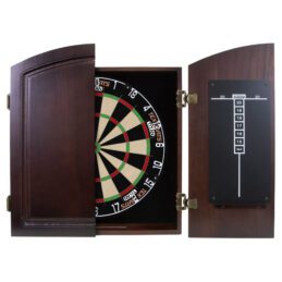 Tex Darts Titan Dart Board + Solid Wood Timber Cherry Cabinet + Darts