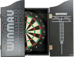 SHOT DARTS Rogue Bristle Dartboard + Winmau Pro Line Black Cabinet + Darts