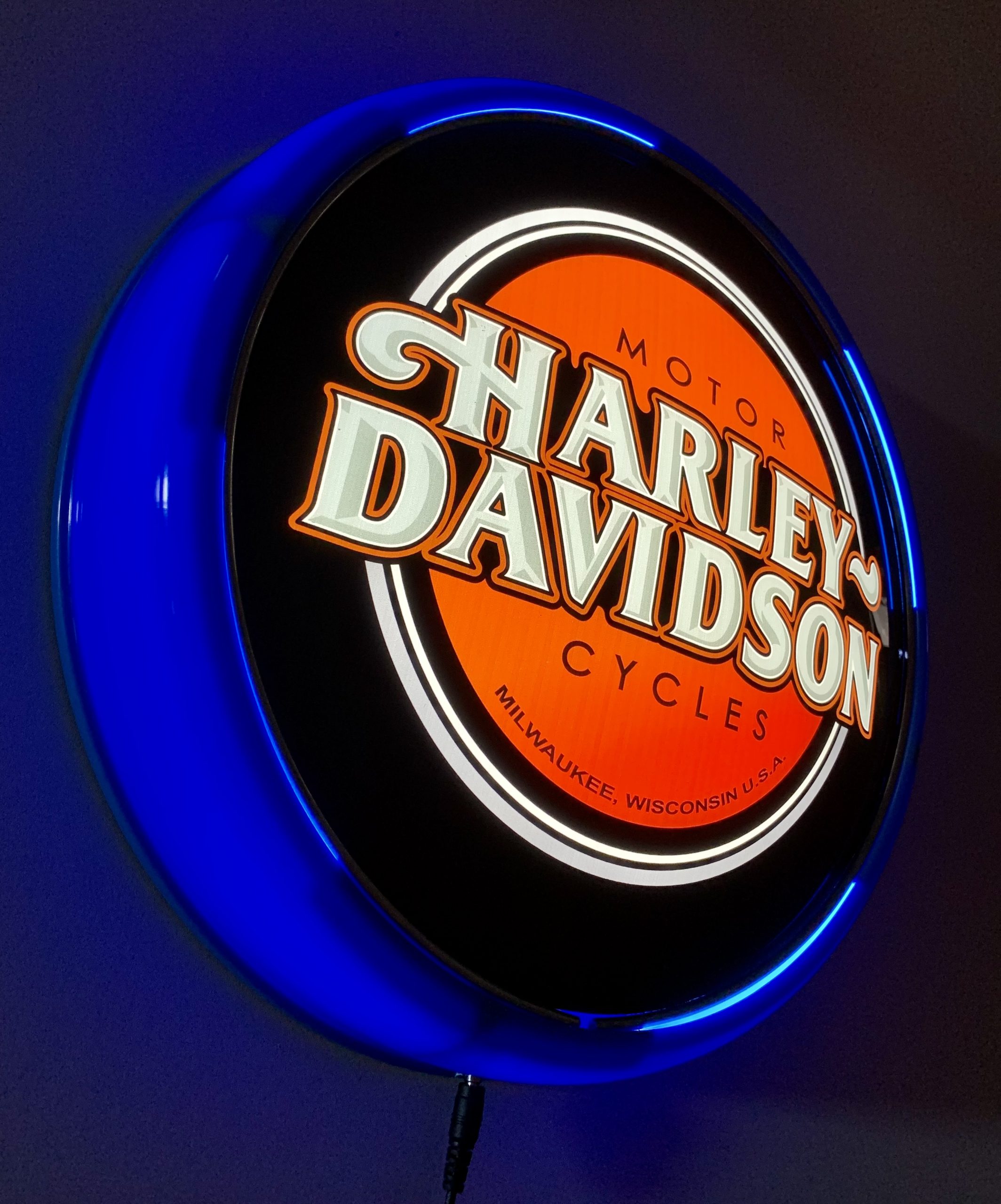 Harley Davidson Motor Cycles LED Bar Lighting Wall Sign Light Button Light Blue 4 Harley Davidson Motor Cycles LED Bar Lighting Wall Sign Light Button Light Blue - Image 4