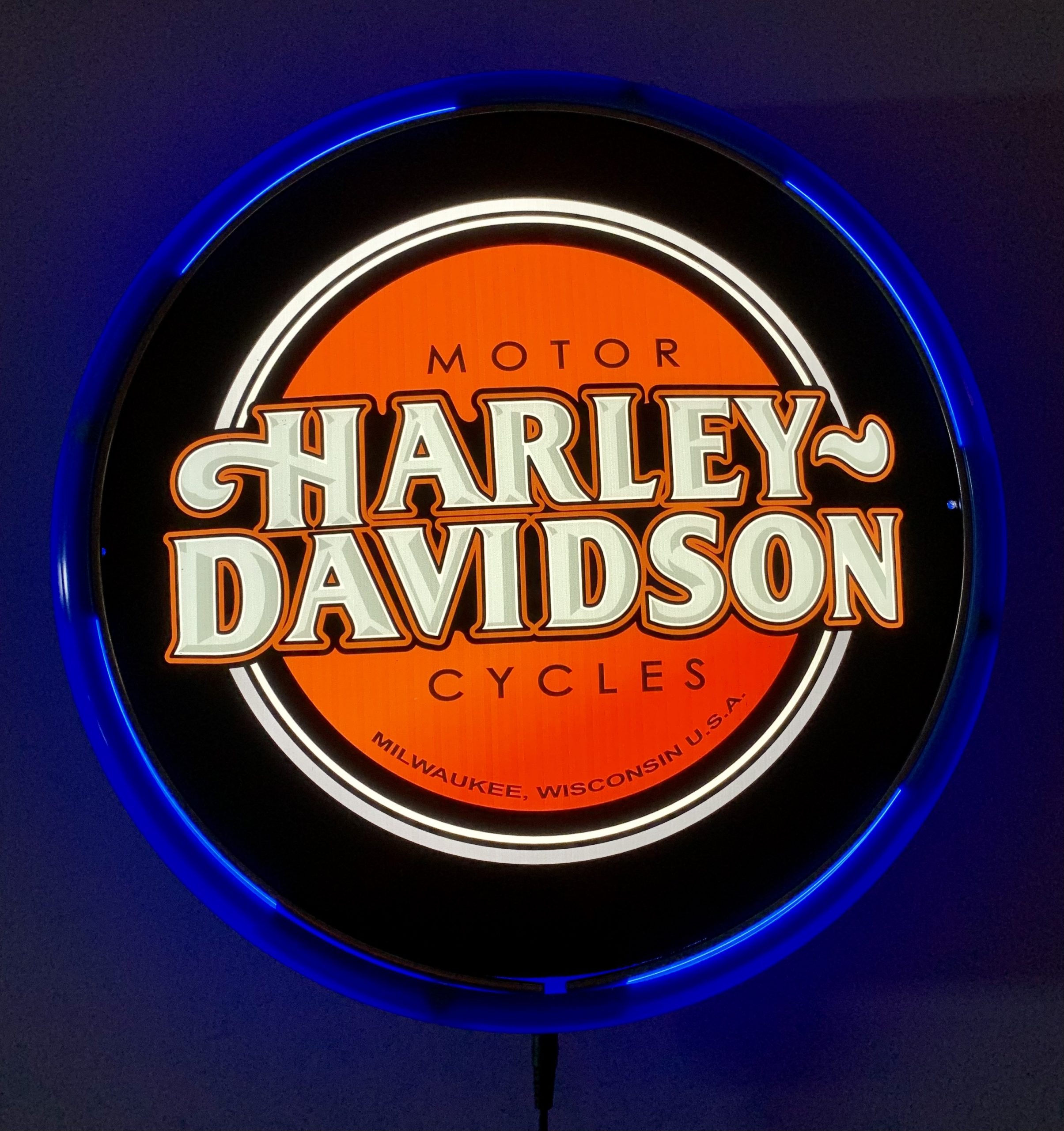 Harley Davidson Motor Cycles LED Bar Lighting Wall Sign Light Button Light Blue 3 Harley Davidson Motor Cycles LED Bar Lighting Wall Sign Light Button Light Blue - Image 3