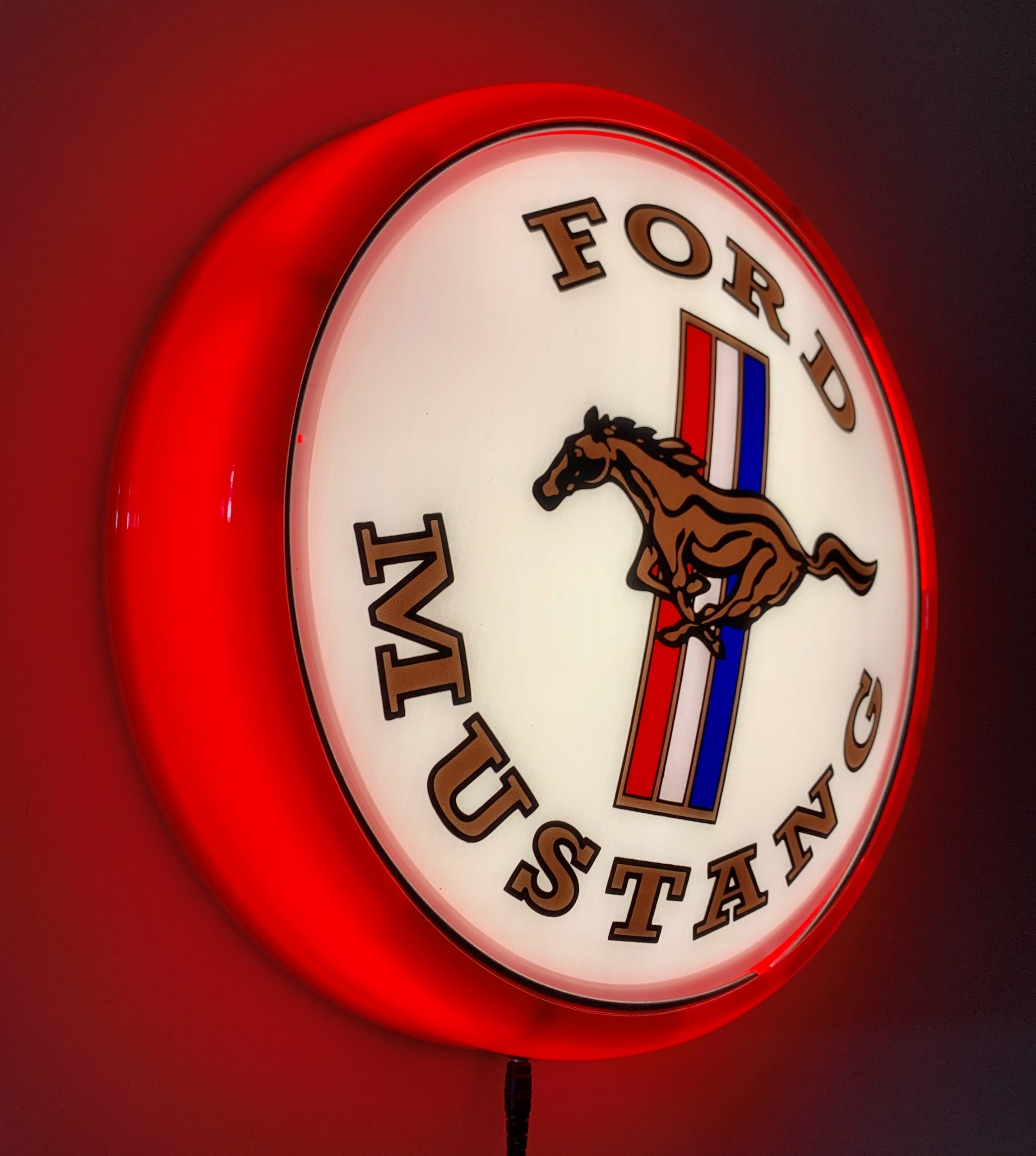 Ford Mustang Pony Badge Bar Lighting Wall Sign Light Button Red 3 Ford Mustang Pony Badge Bar Lighting Wall Sign Light Button Red - Image 3