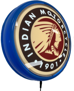 Indian Motorcycle 1901 LED Bar Lighting Wall Sign Light Button LIGHT BLUE