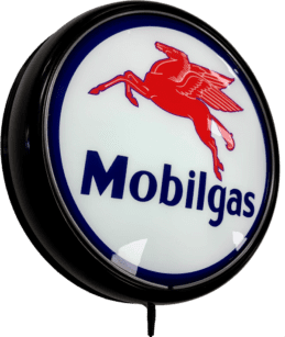 Mobilgas Mobil Fuel Petrol Bar Lighting Wall Sign Light Button Black