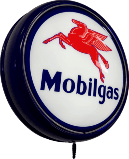 Mobilgas Mobil Fuel Petrol Bar Lighting Wall Sign Light Button Blue