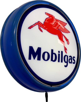 Mobilgas Mobil Fuel Petrol Bar Lighting Wall Sign Light Button Light Blue