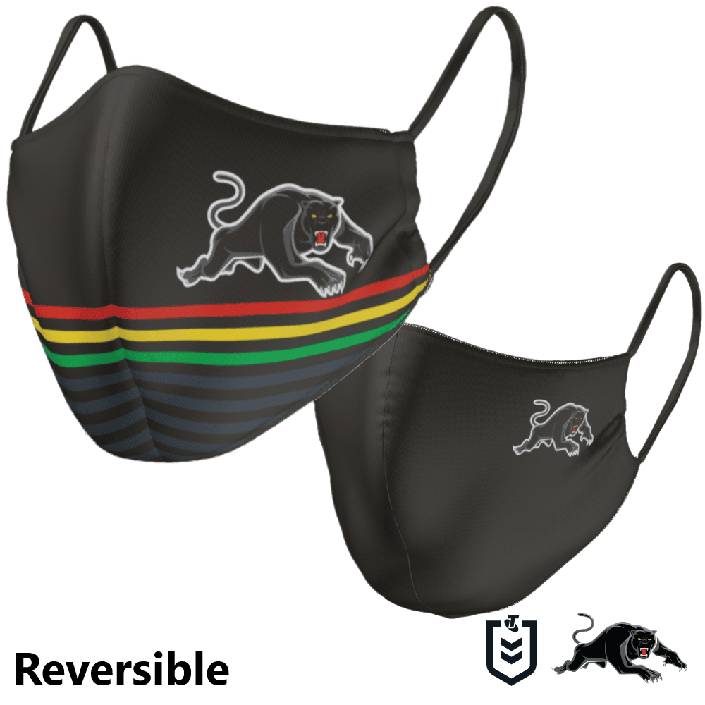 Penrith Panthers NRL Kids Child Size Reversible Washable Face Mask 1 Penrith Panthers NRL Kids Child Size Reversible Washable Face Mask