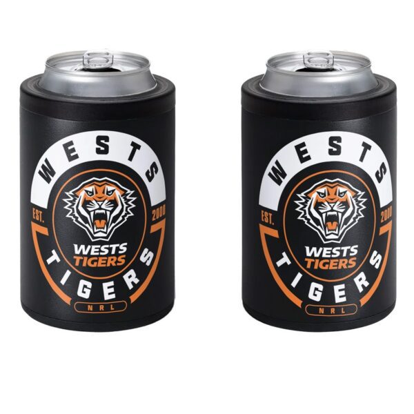 Wests Tigers NRL Insulated Stainless Steel Can Cooler with Twist Top Lid