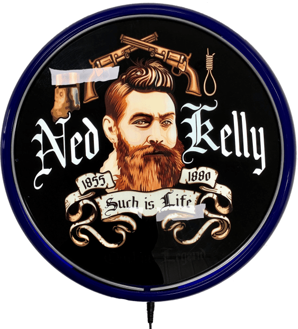 Ned Kelly Such is Life LED Bar Lighting Wall Sign Light Button Blue 2 Ned Kelly Such is Life LED Bar Lighting Wall Sign Light Button Blue - Image 2