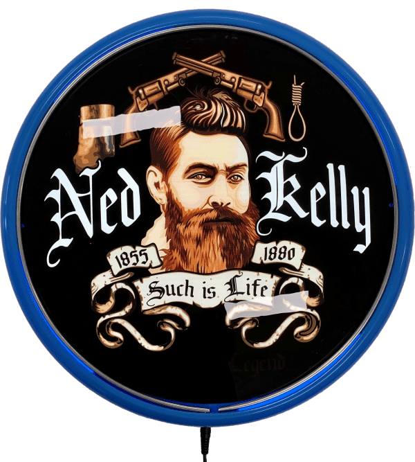 Ned Kelly Such is Life LED Bar Lighting Wall Sign Light Button Light Blue 2 Ned Kelly Such is Life LED Bar Lighting Wall Sign Light Button Light Blue - Image 2