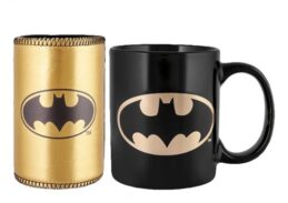 Batman Logo Metallic Coffee Mug Cup and Can Cooler Gift Set