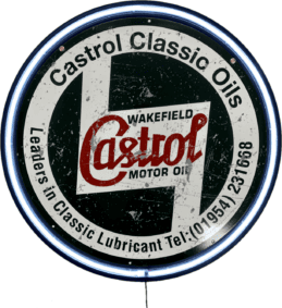 LARGE Castrol Motor Oil Bar Garage Wall Light Sign White Neon