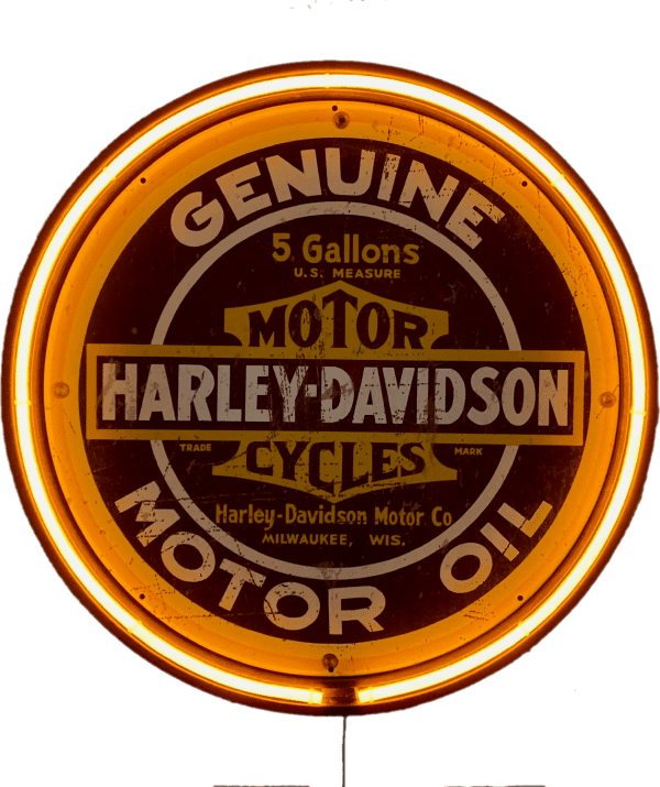 LARGE Harley Davidson Motor Oil Cycles Garage Orange Neon Wall Light Sign - Image 2
