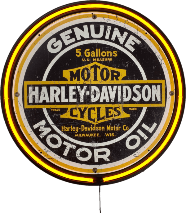 LARGE Harley Davidson Motor Oil Cycles Garage Orange Neon Wall Light Sign