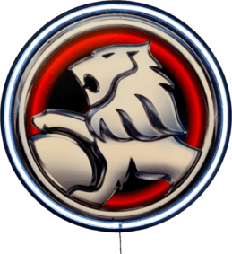 LARGE Holden Red Lion Bar Garage Wall Light Sign White Neon