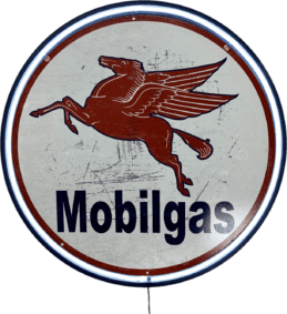 LARGE Mobil Mobilgas Fuel Oil Bar Garage Wall Light Sign White Neon