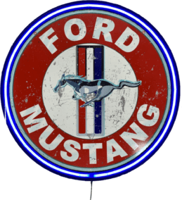 LARGE Ford Mustang Badge Bar Garage Wall Light Sign Blue Neon