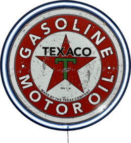 LARGE TEXACO Motor Oil Gasoline Bar Garage Wall Light Sign White Neon