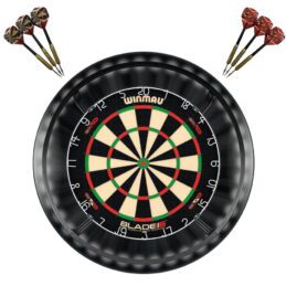 Winmau Blade 6 DUAL CORE Dart Board + Corona Light + Black Surround + Darts