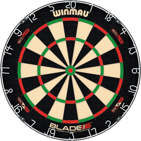 Winmau Blade 6 TRIPLE CORE Dart Board + White Printed Dartboard Surround + Darts - Image 2