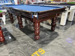 NPC Pool Table 8ft Royal DELUXE Walnut and Black Chrome with Slate Blue Felt