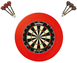 Winmau Blade 6 Dart Board + Red Dartboard Surround + Darts Set