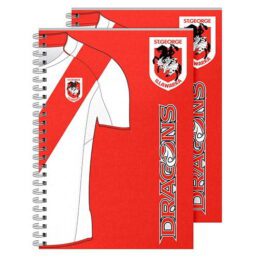 St George Dragons NRL Set of 2 Notebooks (A5 120 Page Notebook Notepad)