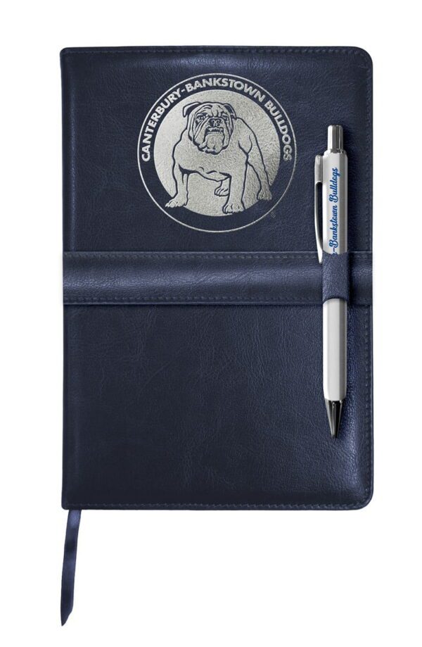 Canterbury Bulldogs NRL Heritage Logo Notebook with Pen Strap Gift Set
