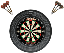 WINMAU Diamond Plus Dart Board + OUTSHOT Professional Dartboard Surround