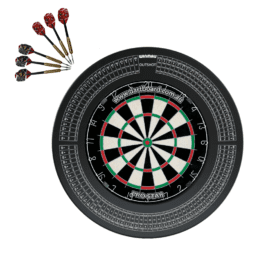 Genuine Bristle PRO STAR Dart board + Winmau OUTSHOT Surround + Darts