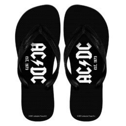 ACDC Band Black Thongs Plugger Flip Flops