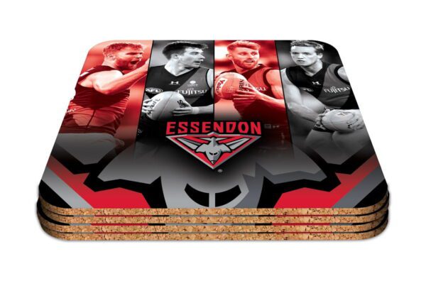 Essendon Bombers AFL Player Quality Cork Coasters Set of 4