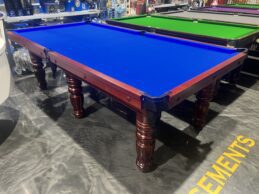 Cedar Colour Pool Snooker Billiard Table 8ft Slate with Royal Blue Felt