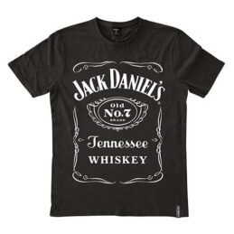 Jack Daniels Full Label Logo Black Pip Tee T-Shirt