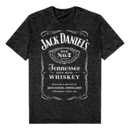 Jack Daniels Full Label Logo Black Marle Tee T-Shirt