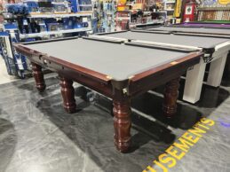 NPC Pool Table 8ft Classic Mahogany & Brass with Pewter felt