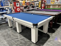 NPC Pool Table 8ft Classic White & Chrome with Slate Blue Felt