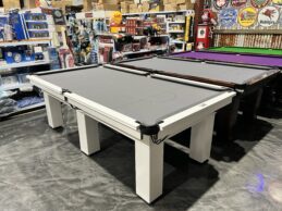 NPC Pool Table 8ft Classic White & Black Chrome with Pewter felt