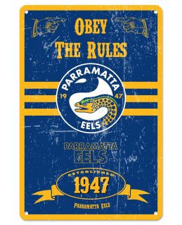 Parramatta Eels NRL Retro Tin Wall Sign Obey The Rules