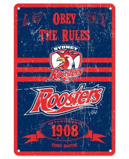 Sydney Roosters NRL Retro Tin Wall Sign Obey The Rules
