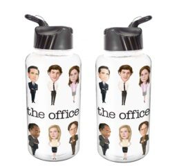 THE OFFICE Character 1L Drink Bottle with Straw Sipper Lid