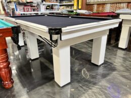 NPC Pool Table 8ft Classic White & Black Chrome with French Navy Felt