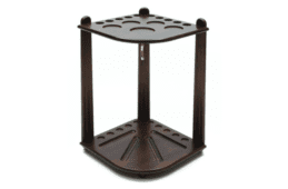 Walnut Deluxe Corner Pool Snooker Billiard Cue Stand Rack Holds 10 Cues