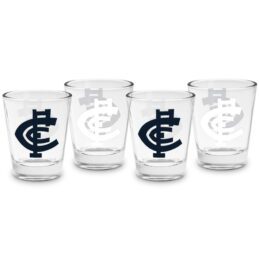 Carlton Blues AFL Team Logo 50ml Shot Glasses Bar Set of 4