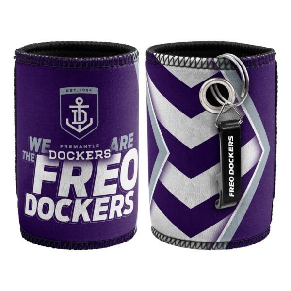 Fremantle Dockers AFL Bottle Opener Keyring and Beer Can Bottle Cooler Stubby Holder