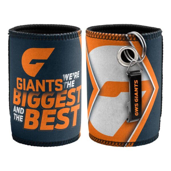 Greater Western Sydney GWS Giants AFL Bottle Opener Keyring and Beer Can Bottle Cooler Stubby Holder