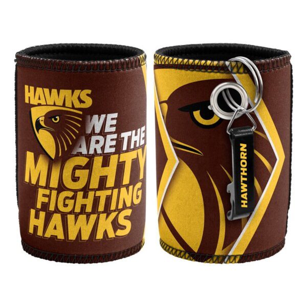 Hawthorn Hawks AFL Bottle Opener Keyring and Beer Can Bottle Cooler Stubby Holder