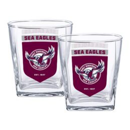 Manly Warringah Sea Eagles NRL Set of 2 Spirit Glasses 250ml Glass Logo Design