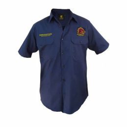 Brisbane Broncos NRL Button up Work Shirt Short Sleeve Navy