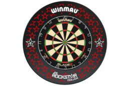 Winmau Blade 6 Dart Board + Joe Cullen Rockstar Dartboard Surround + Darts Set